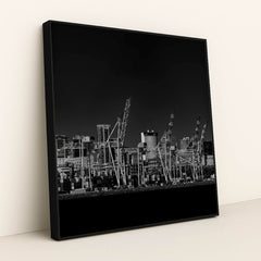 Urban Harbor in Black and White by Pablo Picardi Photography - Black Frame Stretchiez