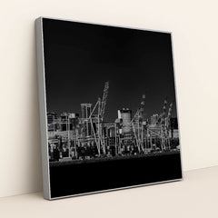Urban Harbor in Black and White by Pablo Picardi Photography - Silver Frame Stretchiez