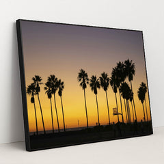 Venice Beach Sunset Silhouette by Caleb Jack - Black Frame Stretchiez