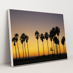 Venice Beach Sunset Silhouette by Caleb Jack - White Frame Stretchiez