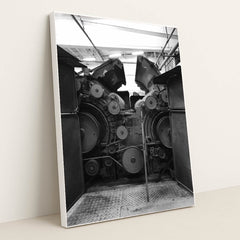 Vintage Industrial Machinery in Black and White by Sylvain Lelong - White Frame Stretchiez