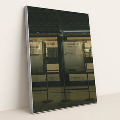 Vintage Train Station Reflection by Noland Live - Silver Frame Stretchiez