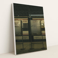 Vintage Train Station Reflection by Noland Live - White Frame Stretchiez