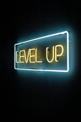 Yellow and white level up LED lights by Damir Kopezhanov