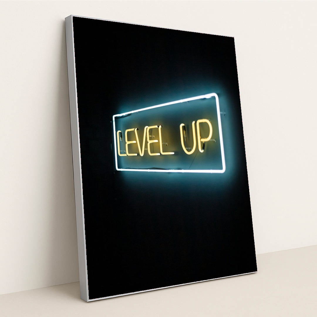 Yellow and white level up LED lights by Damir Kopezhanov - Silver Frame Stretchiez