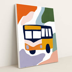 Wandering Bus, Wandering Colors by Melissa King - White Frame Stretchiez
