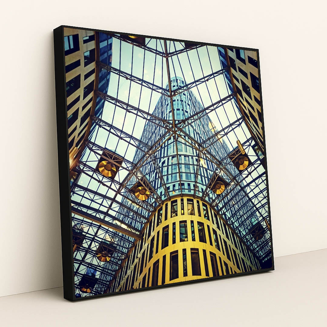 Modern Glass and Steel Atrium in Warsaw by Paweł Gosk - Black Frame Stretchiez