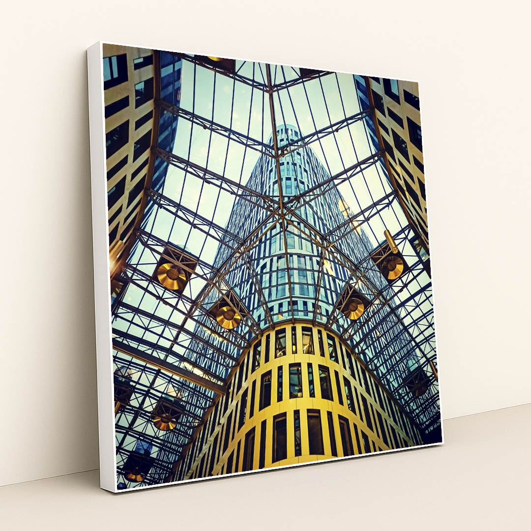 Modern Glass and Steel Atrium in Warsaw by Paweł Gosk - White Frame Stretchiez