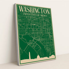 Blueprint of Washington DC's Urban Landscape by Anonymous - Silver Frame Stretchiez
