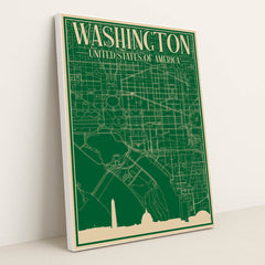Blueprint of Washington DC's Urban Landscape by Anonymous - White Frame Stretchiez