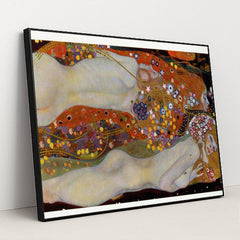Water Serpents II by Gustav Klimt - Black Frame Stretchiez