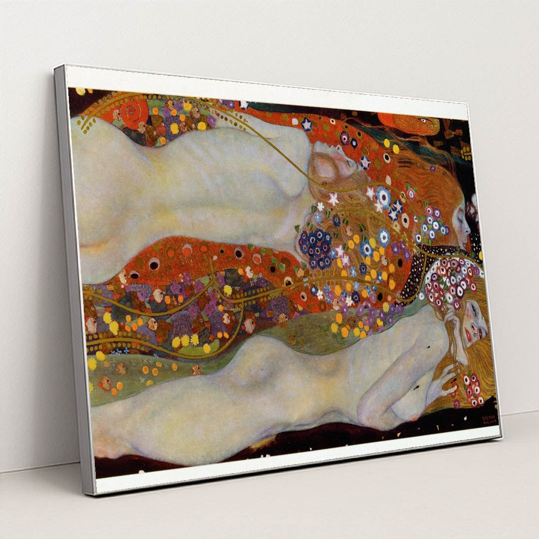 Water Serpents II by Gustav Klimt - Silver Frame Stretchiez