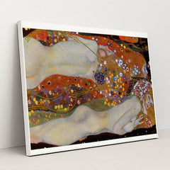Water Serpents II by Gustav Klimt - White Frame Stretchiez