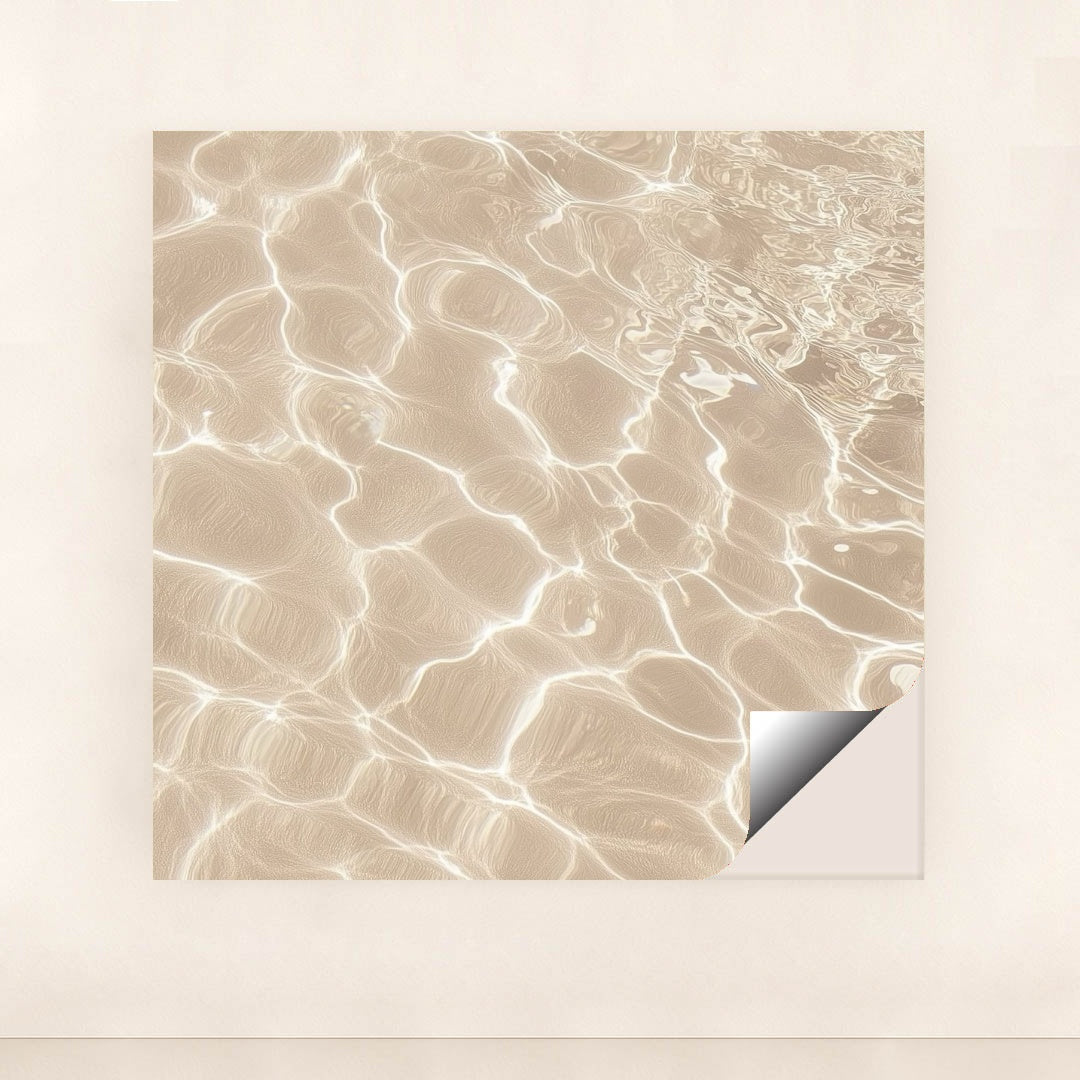 This artwork features sunlight reflecting on shallow sand and water, creating bright abstract patterns, unframed.