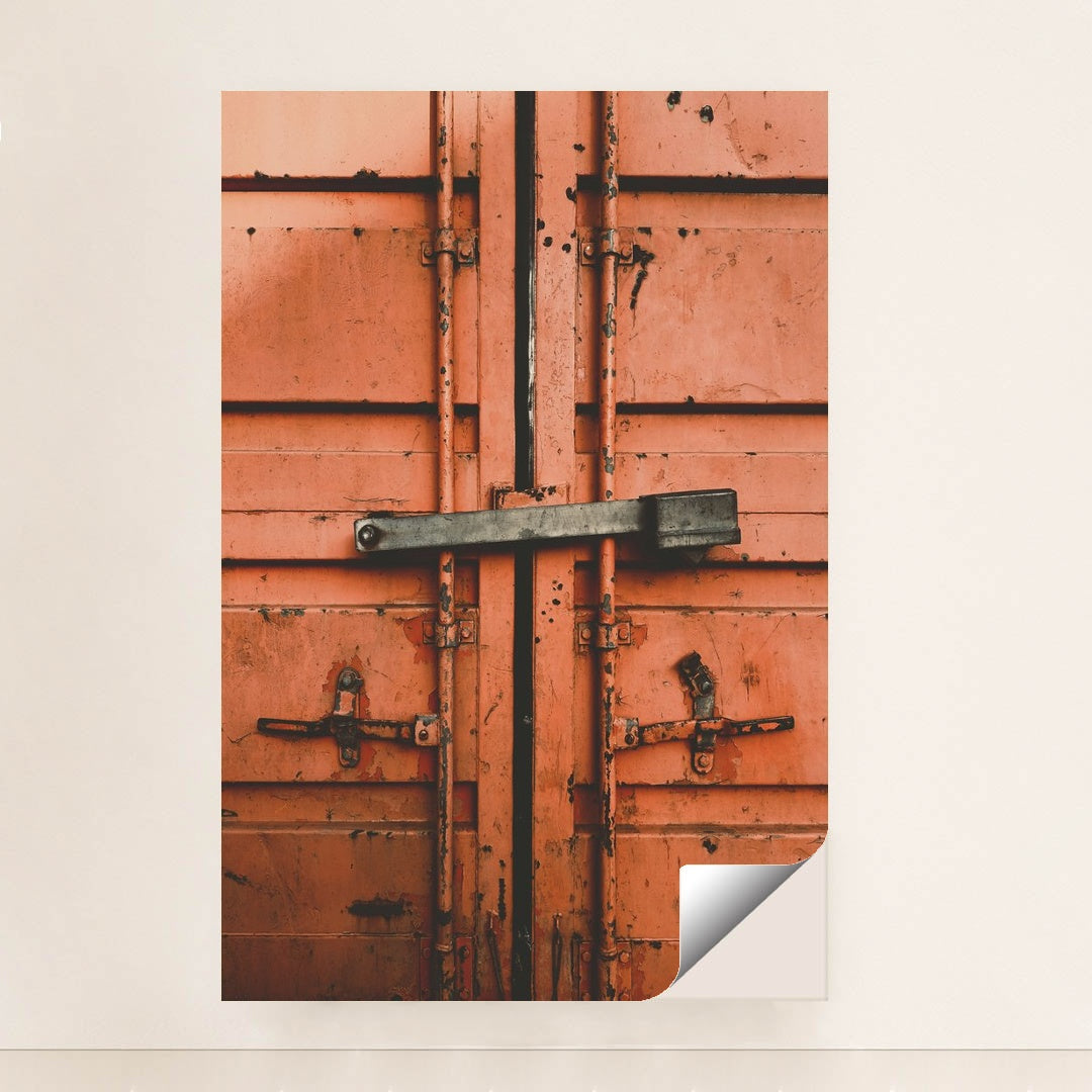 Weathered Orange Metal Container Doors by David Underland - Peeliez