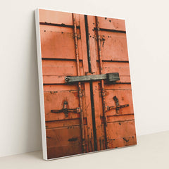 Weathered Orange Metal Container Doors by David Underland - White Frame Stretchiez