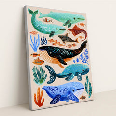 Whales Who Wander the Deep Blue by Melissa King - Silver Frame Stretchiez