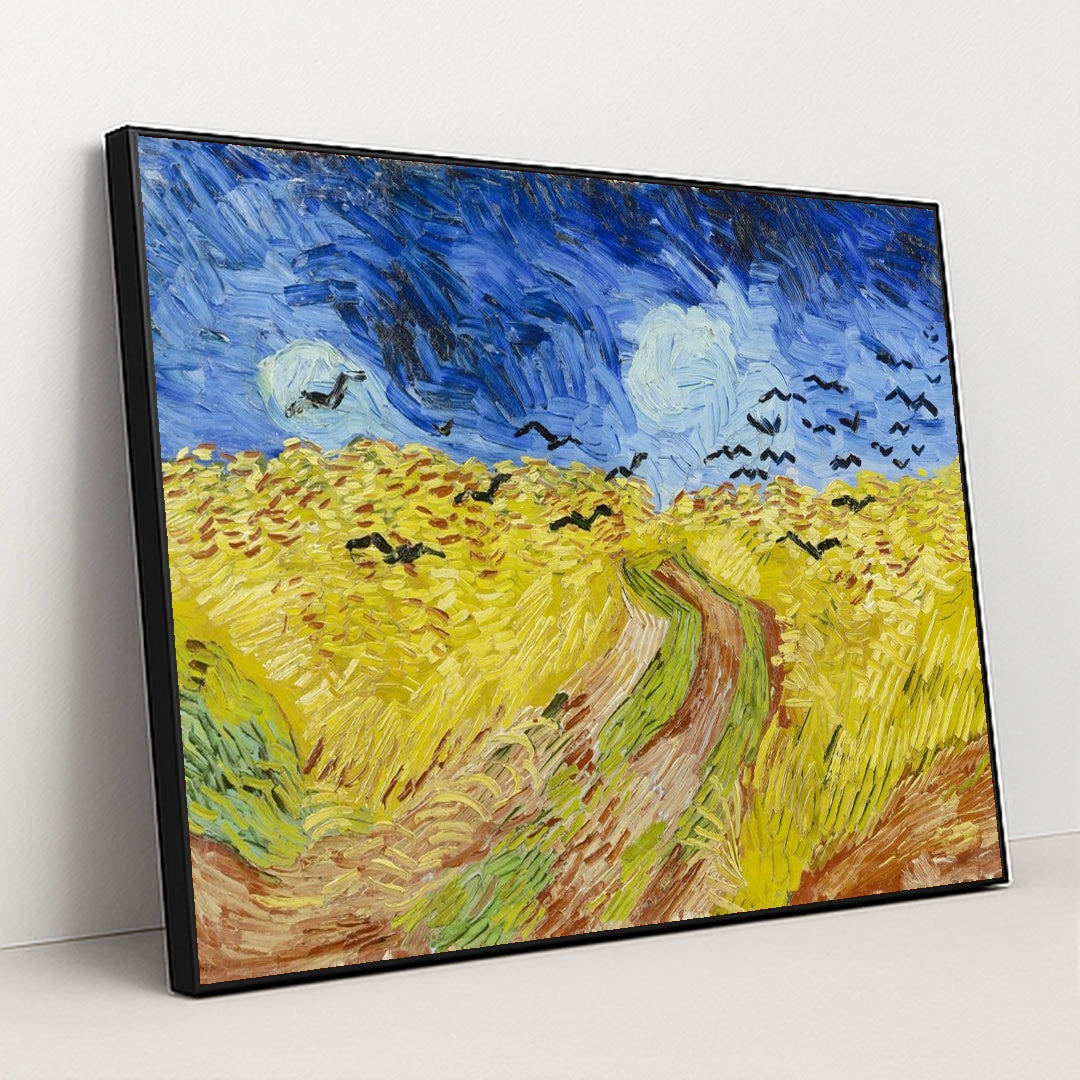 Wheatfield with Crows by Vincent Van Gogh - Black Frame Stretchiez