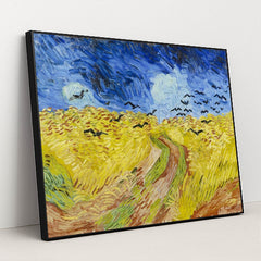 Wheatfield with Crows by Vincent Van Gogh - Black Frame Stretchiez
