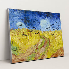 Wheatfield with Crows by Vincent Van Gogh - Silver Frame Stretchiez