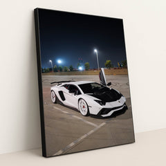 White Lamborghini Aventador by Nikki Antunovich - Black Frame Stretchiez