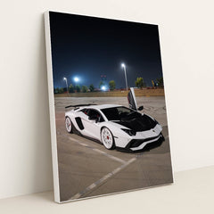 White Lamborghini Aventador by Nikki Antunovich - White Frame Stretchiez