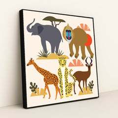 Wild Animal Gathering by Swati B - Black Frame Stretchiez