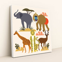 Wild Animal Gathering by Swati B - White Frame Stretchiez