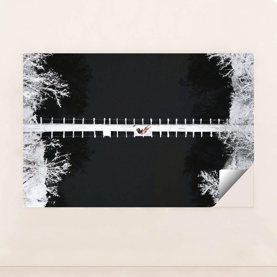 Winter Footbridge Over Dark River by Maksim Goncharenok - Peeliez