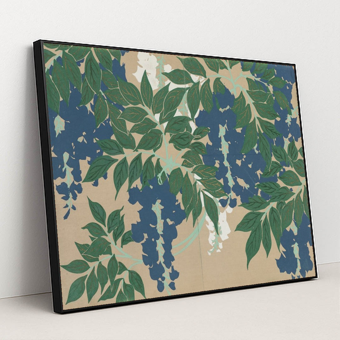 Wisteria (Fuji) (1909-1910) by Kamisaka Sekka - Black Frame Stretchiez
