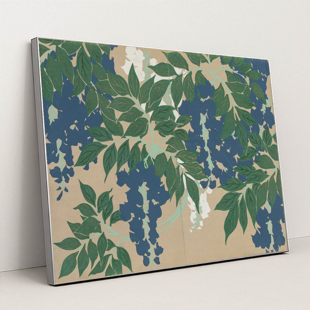 Wisteria (Fuji) (1909-1910) by Kamisaka Sekka - Silver Frame Stretchiez