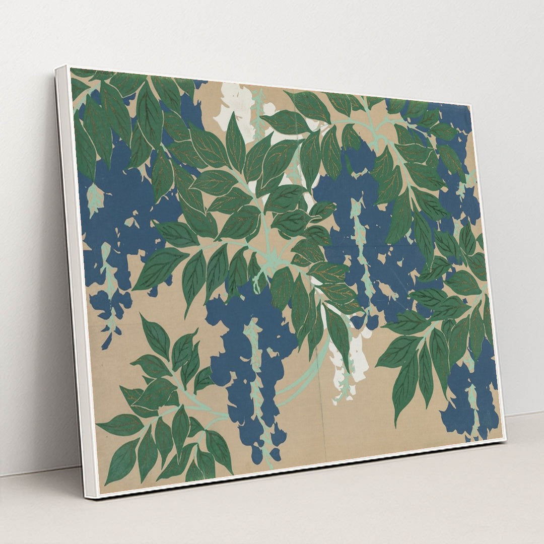 Wisteria (Fuji) (1909-1910) by Kamisaka Sekka - White Frame Stretchiez