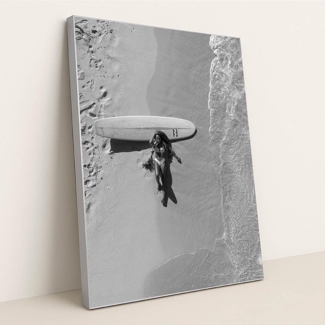Sunbathing by the Surfboard by Jess Loiterton - Silver Frame Stretchiez