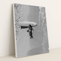 Sunbathing by the Surfboard by Jess Loiterton - White Frame Stretchiez