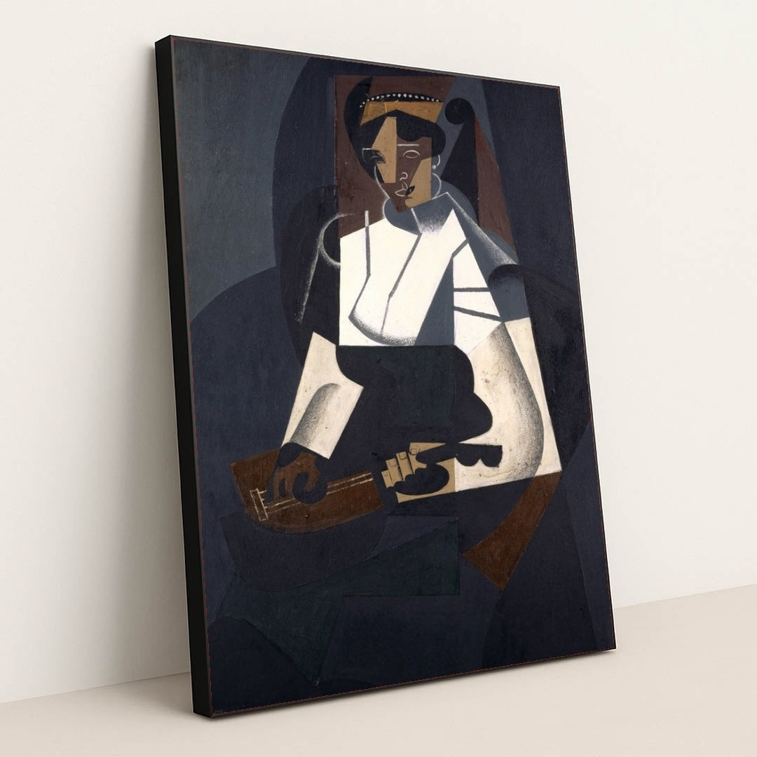 Woman with Mandolin (1916) by Juan Gris - Black Frame Stretchiez