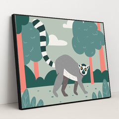 Raccoon Adventure in the Woods by Summerizze - Black Frame Stretchiez