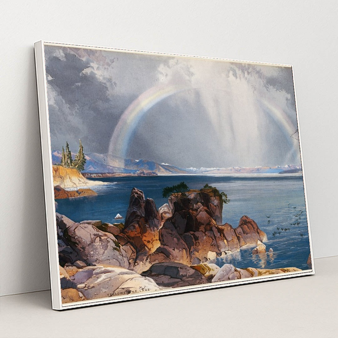 Yellowstone Lake (ca. 1875) by Thomas Moran - White Frame Stretchiez